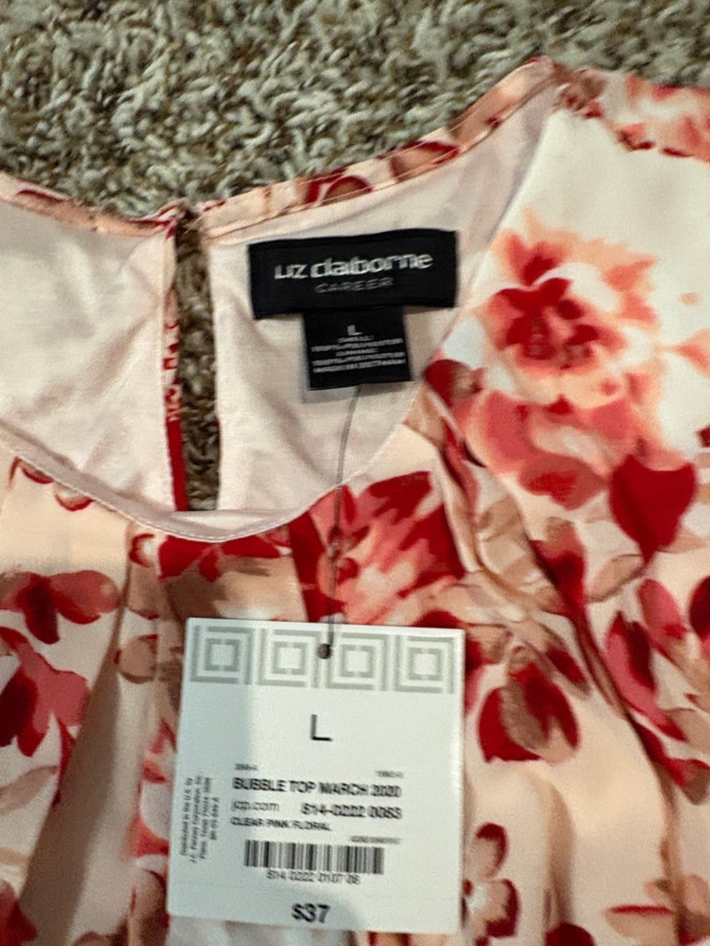 NWT-Liz Claiborne Floral Sleeveless Camisole in Pink and Red - Large - Picture 4 of 8